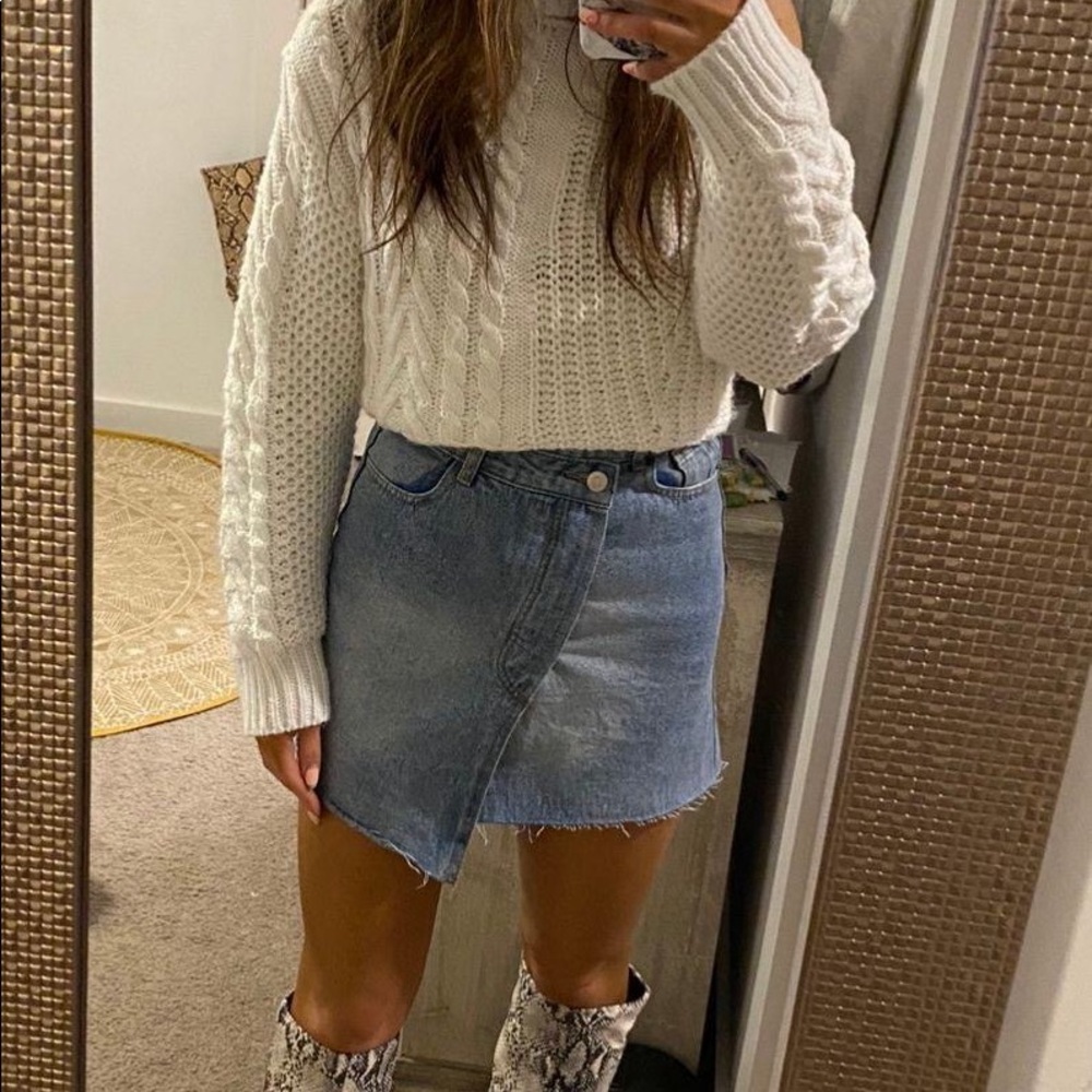 Asymmetrical Denim Skirt